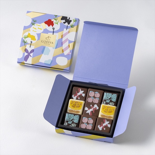 ＜GODIVA＞ โกดิว่า ซัมเมอร์ คอลเลกชัน -ฤดูร้อนของญี่ปุ่น- (บรรจุ 9 ชิ้น) 2,700 เยน ■ชั้นใต้ดิน 1 แผนกขนมหวานสไตล์ตะวันตก